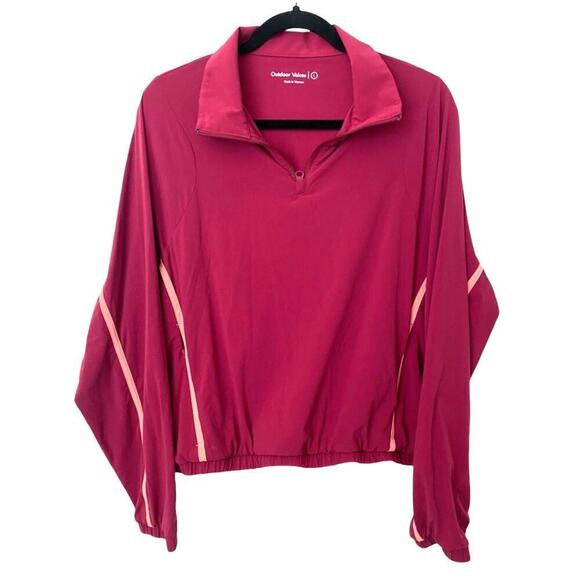 NWOT Outdoor Voices Cropped Lightspeed Quarter Zip Pullover In Burgundy - Size L - Picture 2 of 6